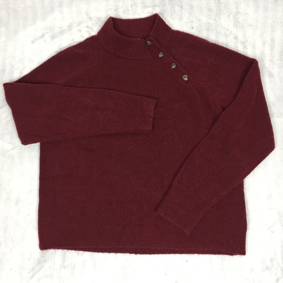 J Crew Sweater Womens XL Quarter Button Collar Burgundy Wine Stretchy Soft Red - Picture 1 of 9